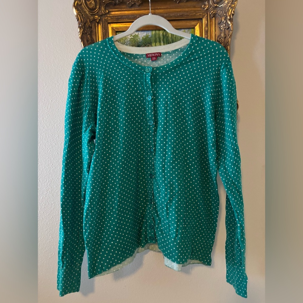 Merona Green Polka Dot cardigan